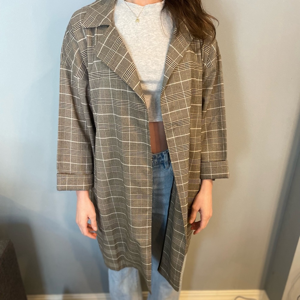 Forever 21 brown plaid trench coat